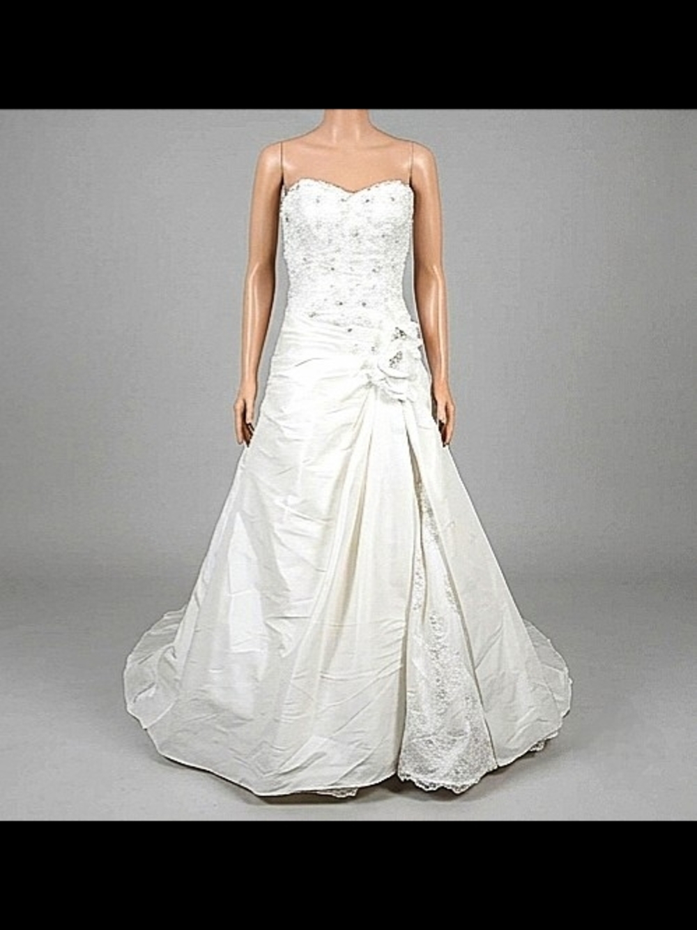 Robin Jillian Taffeta A-Line Strapless Off-White Wedding Dress - 10